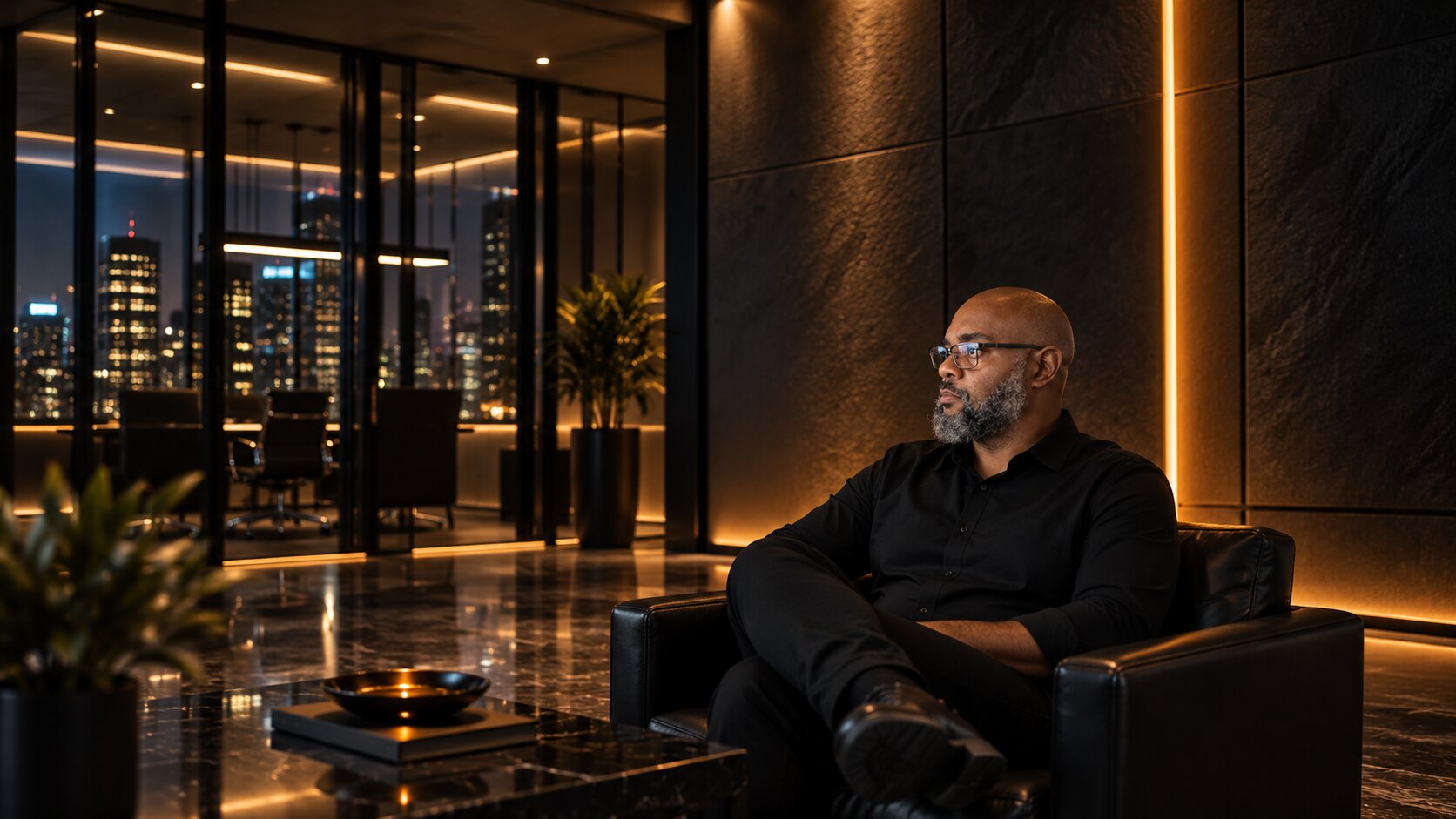 Jerold Lee Jr. seated in a warm executive office